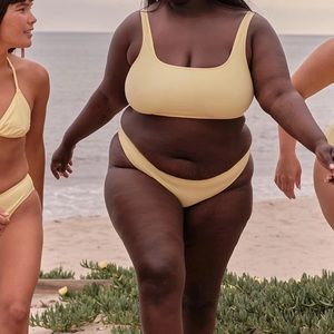 Girlfriend Collective Banana Volley yellow cheeky bikini bottom Size XL